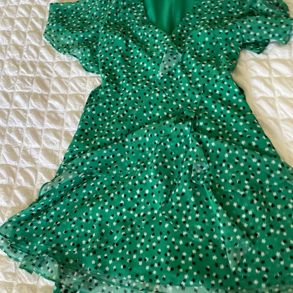 C/MEO Collective Loyalties Green Ruffled Wrap Mini Dress - Picture 7 of 13